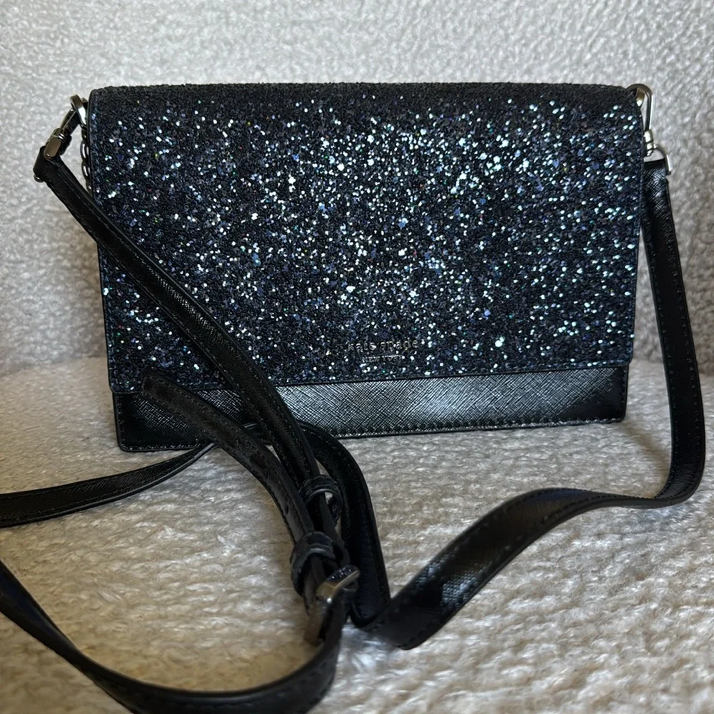 Kate Spade Black Glitter Chain Shoulder or Crossbody Bag • New & Never Used! 🌌🖤 - Picture 10 of 13